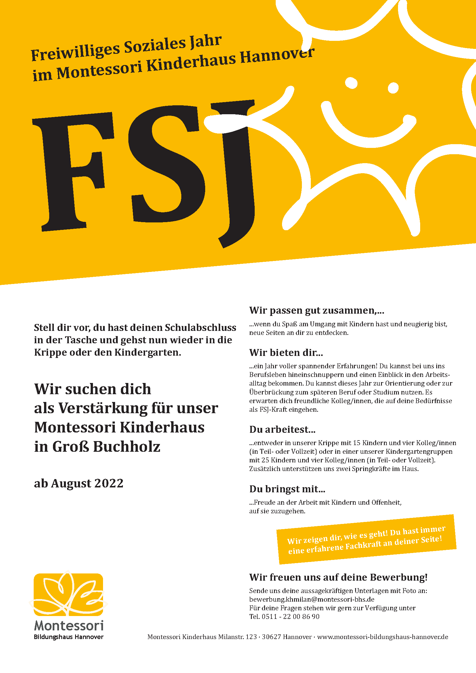FSJ - Wir suchen dichals Verstärkung für unser Montessori Kinderhaus in Groß Buchholz