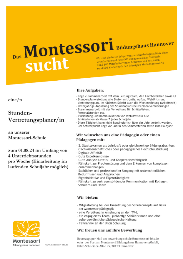 BFD - Wir suchen dich als Verstärkung für unser Montessori Kinderhaus in Groß Buchholz
